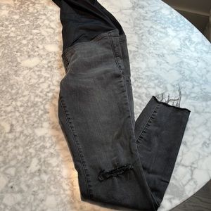 Black distressed over the belly Madewell maternity jeans
